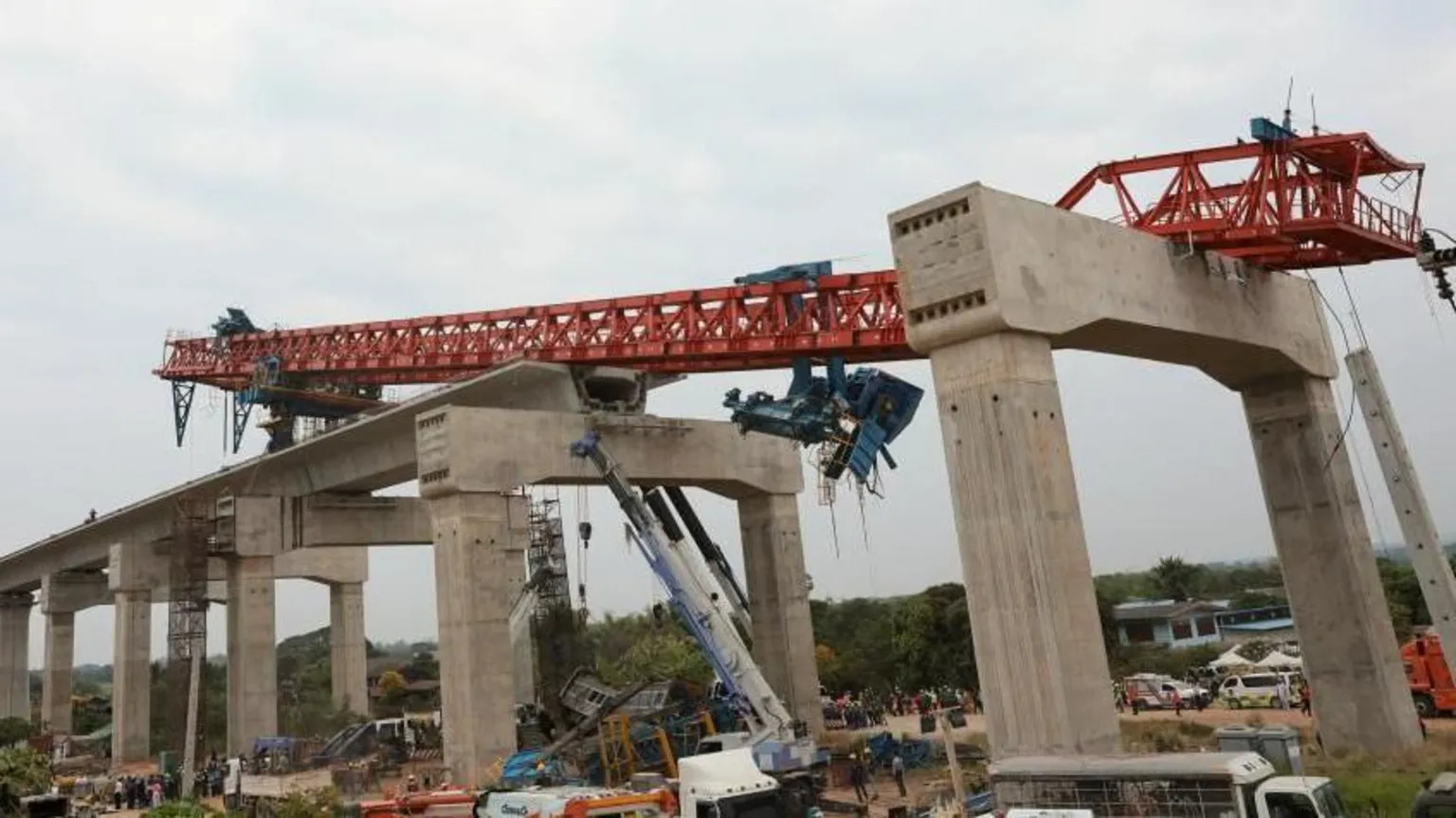 Deadly crane collapse in Thailand crushes passenger train, killing 32