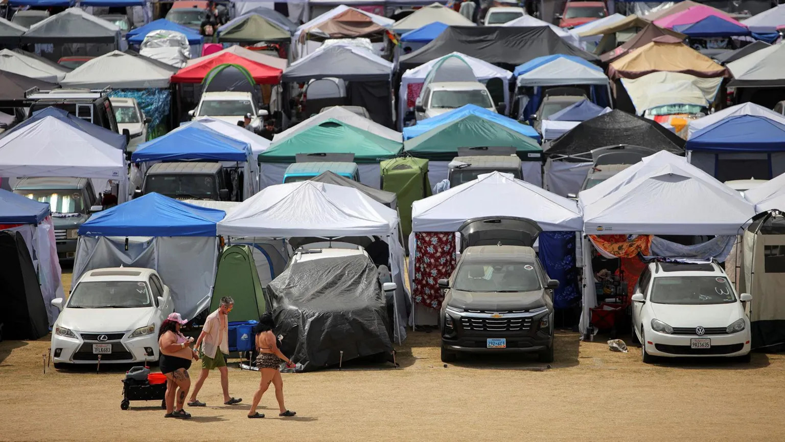 Coachella campers trade tents for luxury car setups