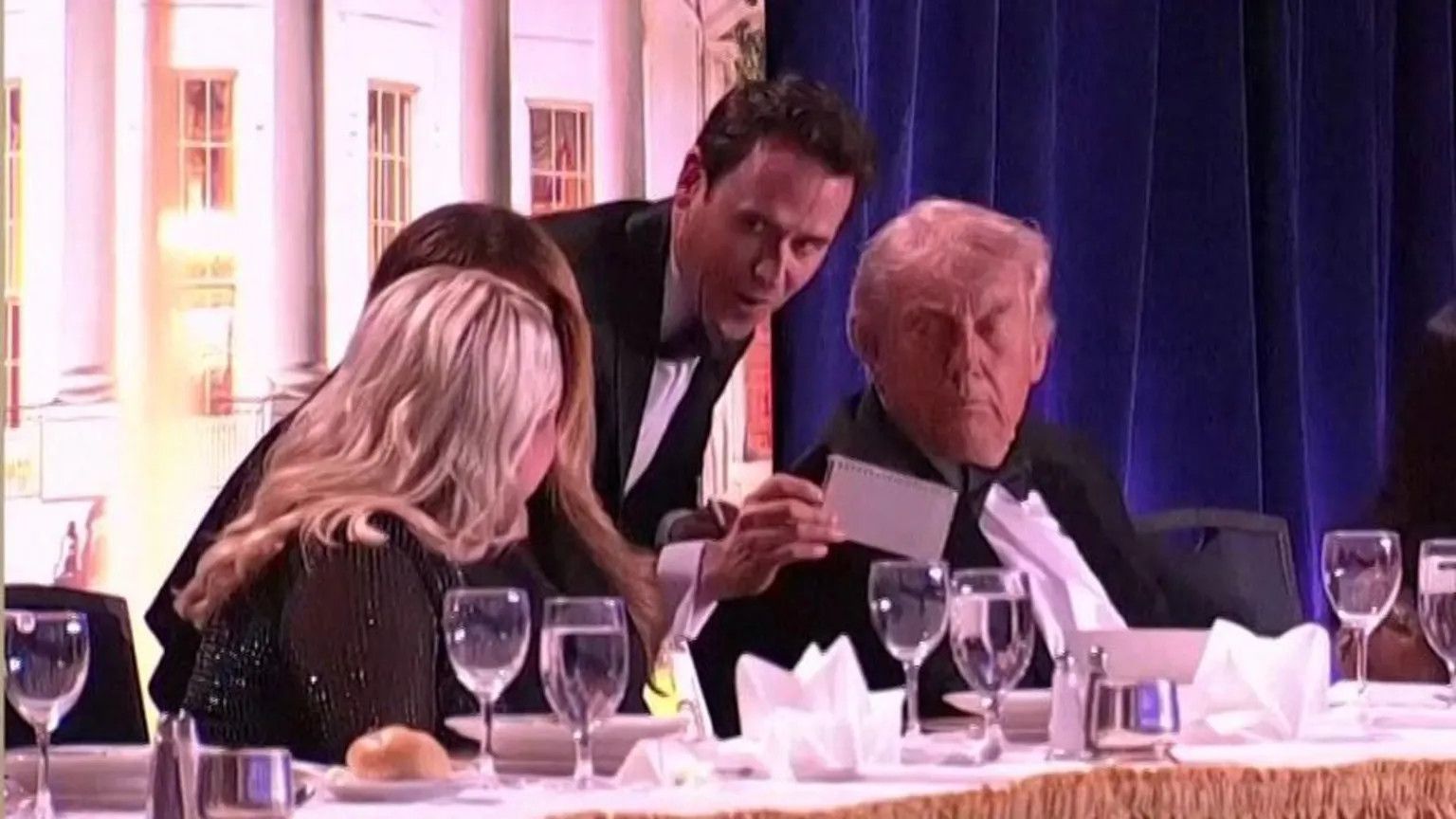 Performer recounts locking eyes with Trump during White House dinner shooting